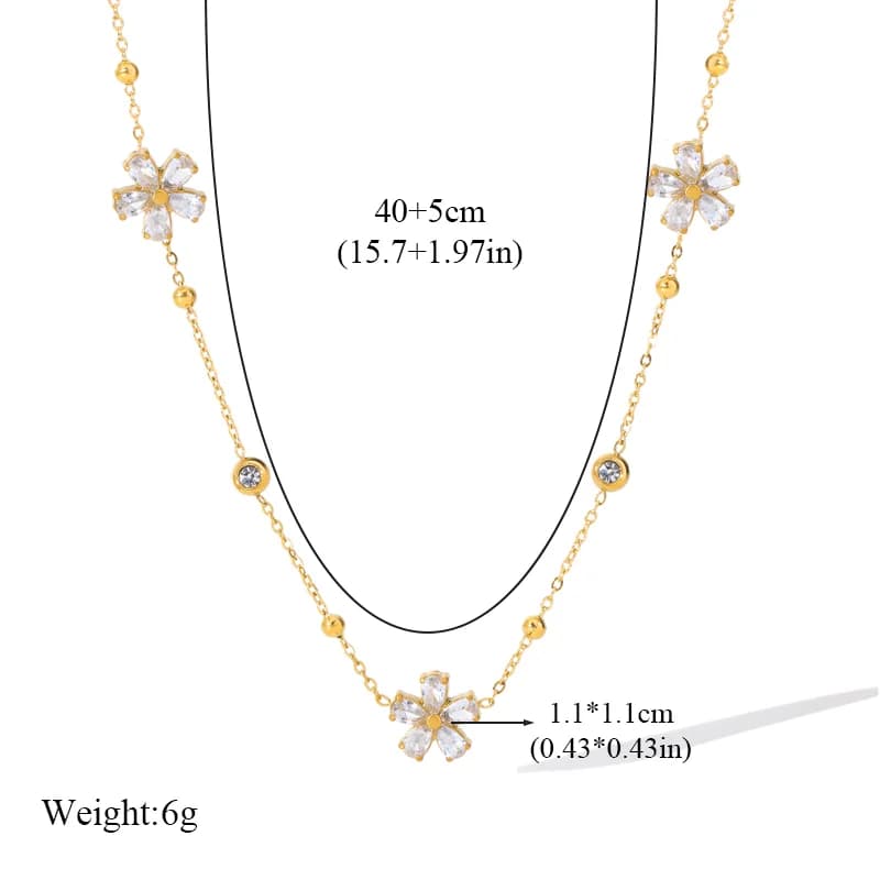 Witte Zirconia Bloemen Sieradenset