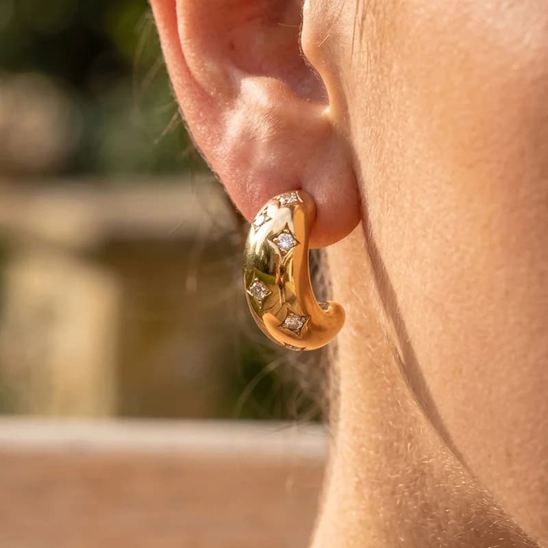 RVS Onregelmatige Zirkonia Studearrings