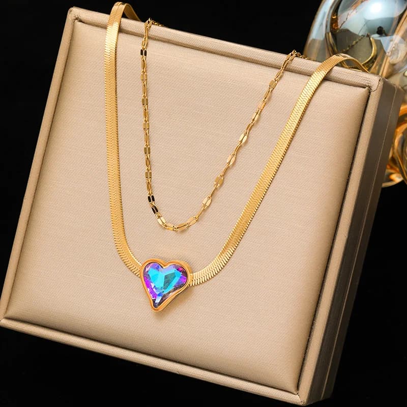 Gouden hart choker ketting
