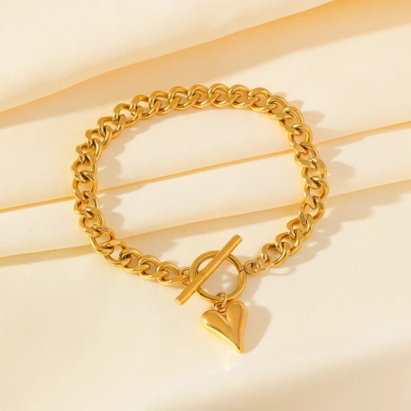 Hart bedel armband, 18K verguld