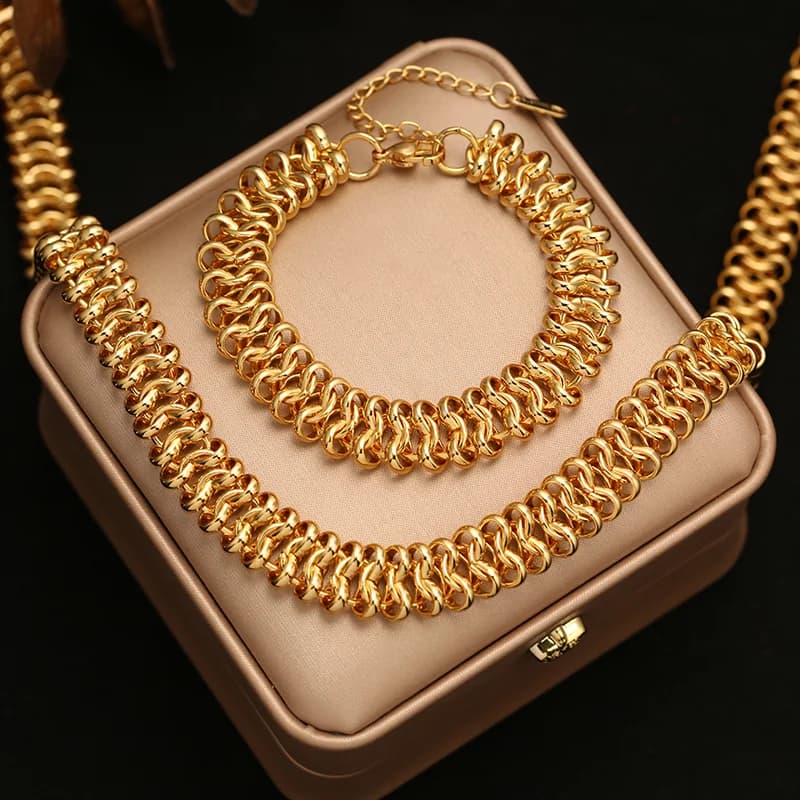 Dikke gouden ketting en armband set