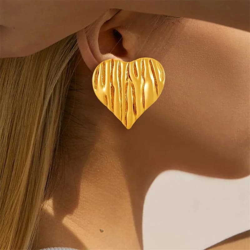 Grote Gouden Hart Oorknopjes, 1 Paar