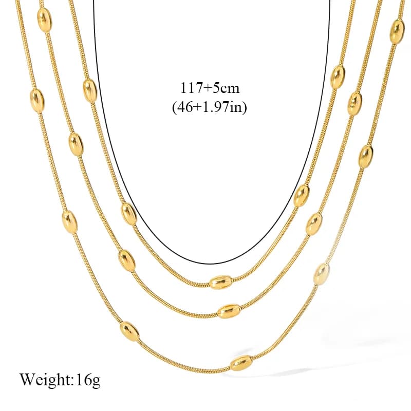 Meerlagige roestvrijstalen ketting, goud/zilver