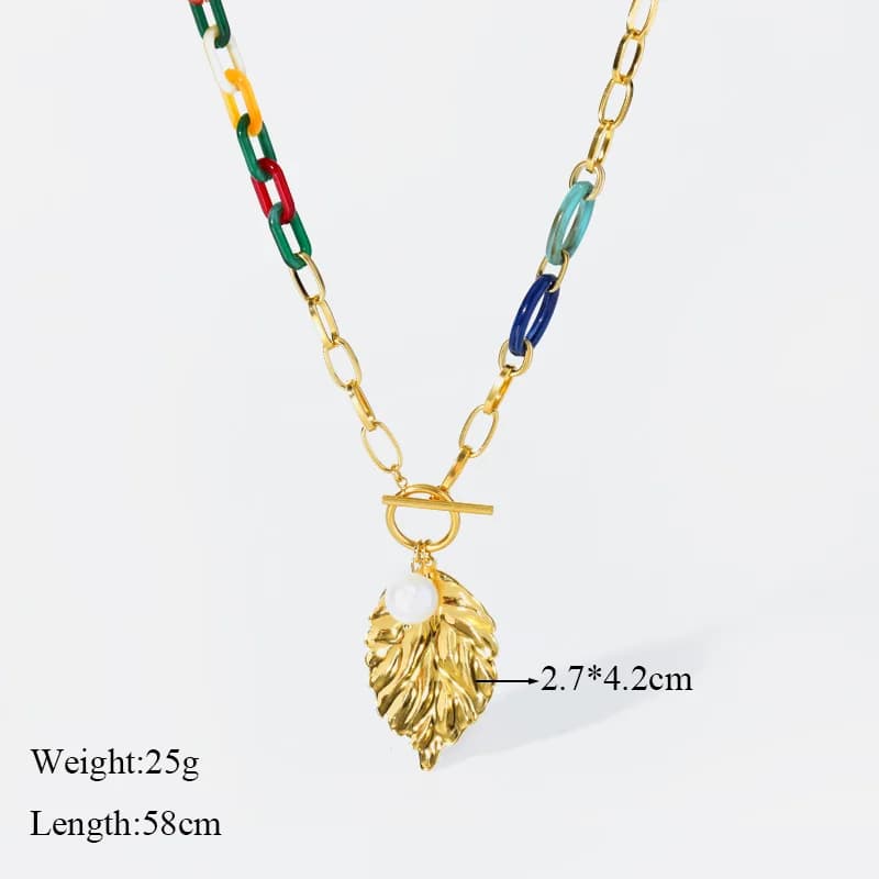 Grote acryl blad hanger ketting