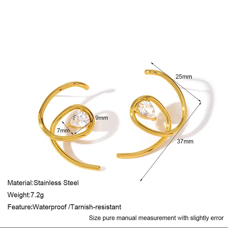 RVS Onregelmatige Zirkonia Studearrings