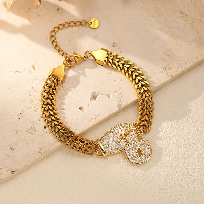 Roestvrij stalen armband met strass slot bedels