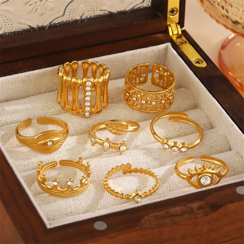 Goudkleurige Oog Zirconia Charm Statement Ring