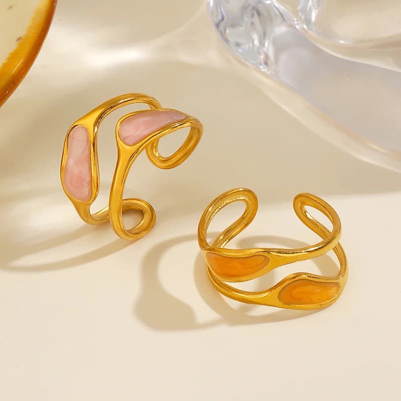 Onregelmatige emaille verstelbare ring, RVS