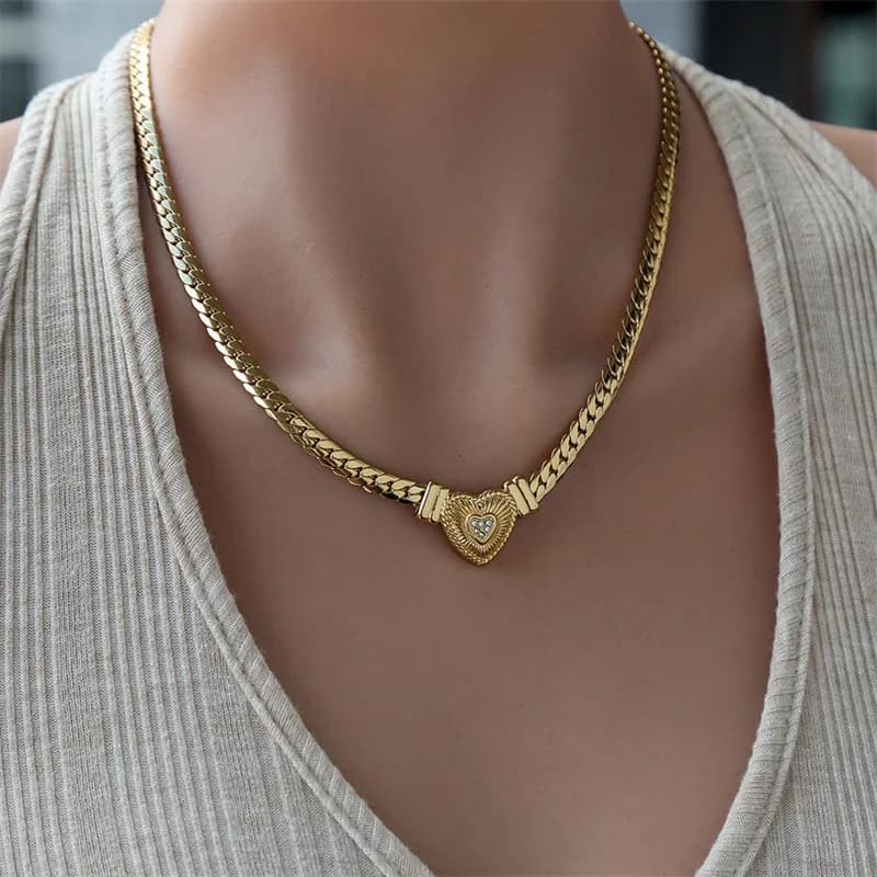 Gouden hart choker ketting