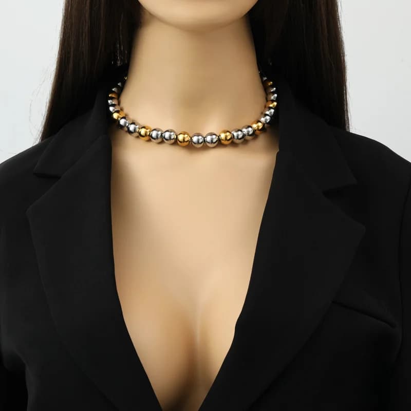 Massieve kralenketting en armband set, 2 kleuren