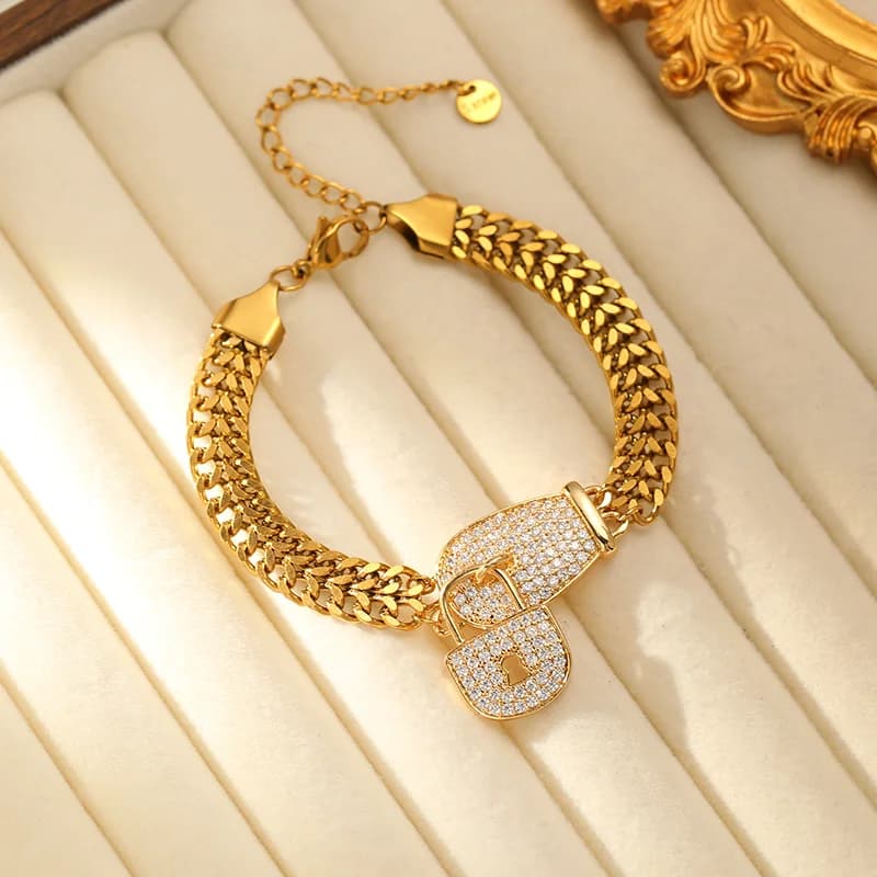 Roestvrij stalen armband met strass slot bedels