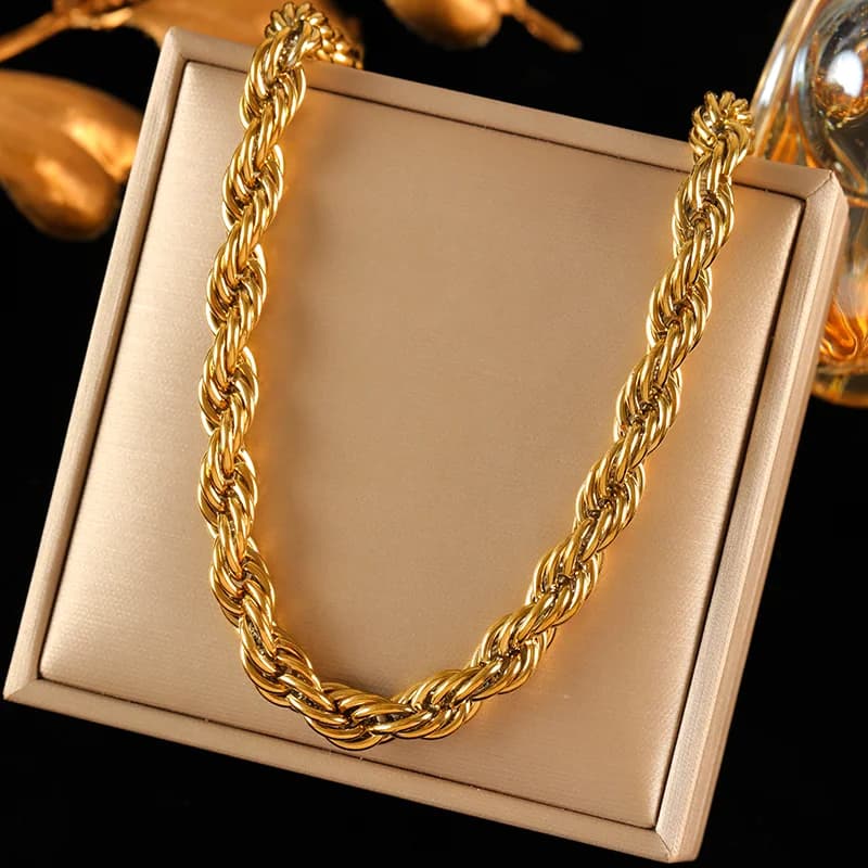 8mm Dikke Twist Ketting en Armband Set