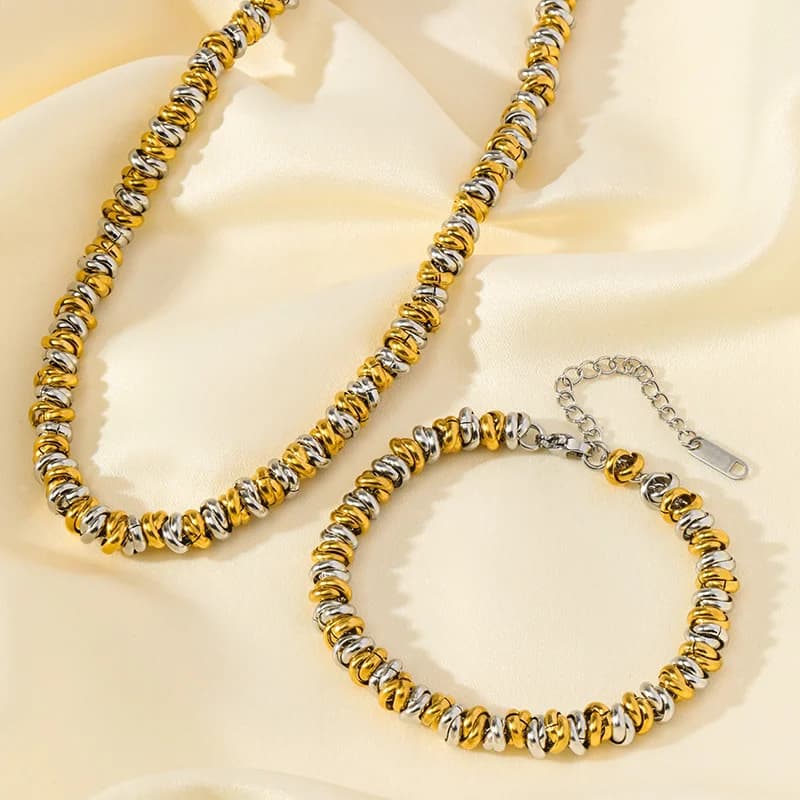 Tweekleurige ketting- en armbandset