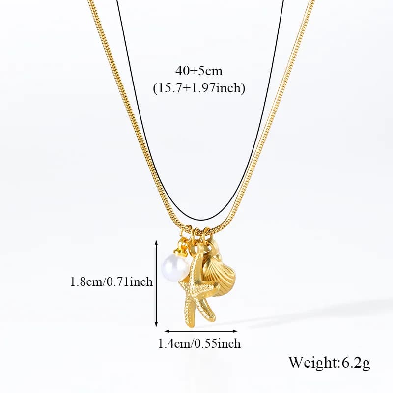 Zeester Parel Schelp Ketting en Oorbellen Set