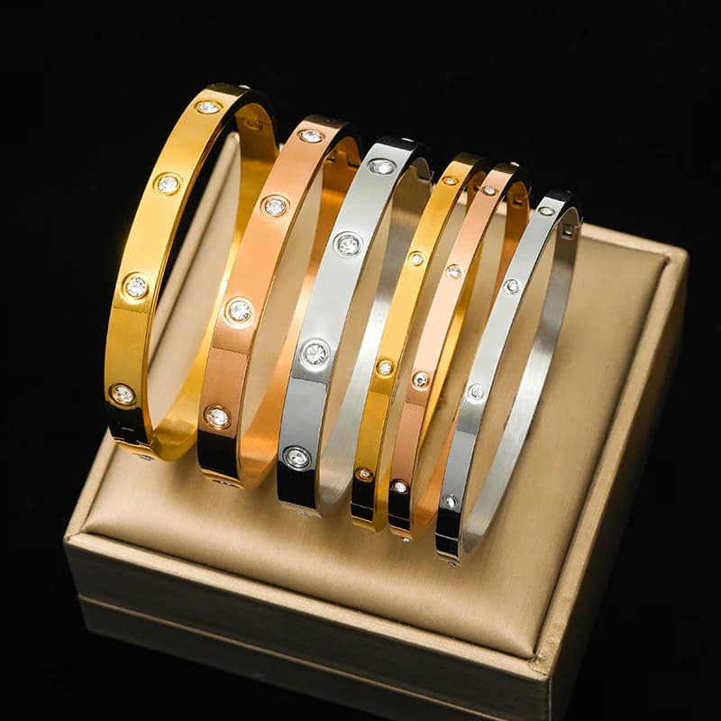 3-Kleurige Zirkonia Bangles Armband