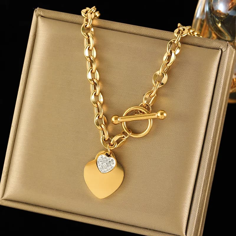 Dubbele Hart Ketting en Armband Set, Zilver