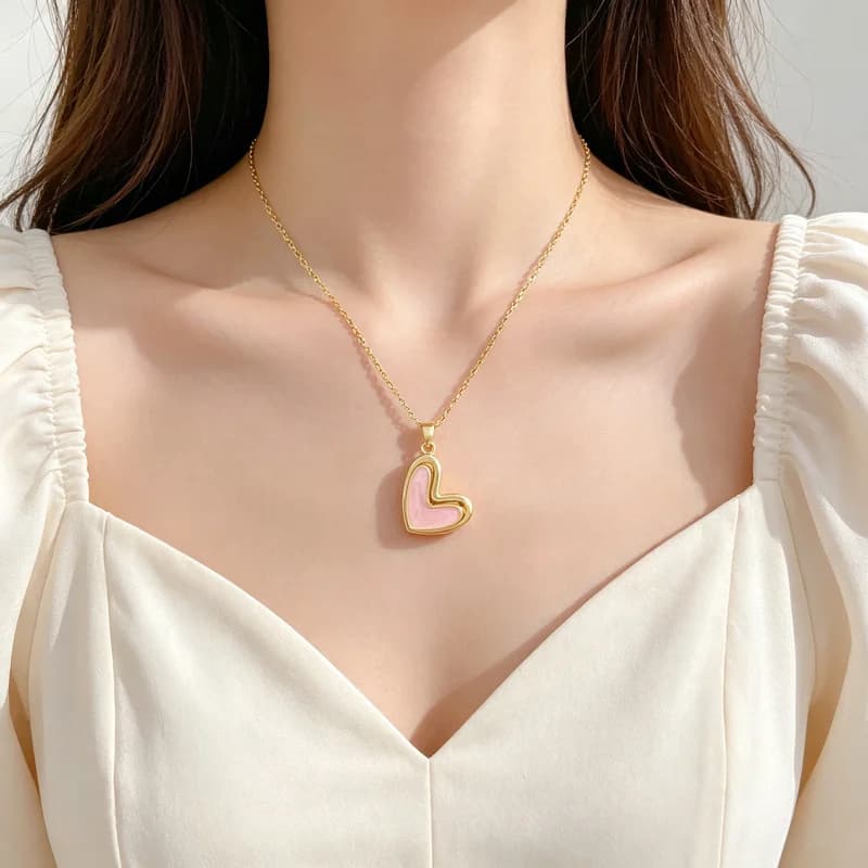 Roze Hart Liefde Hangerketting