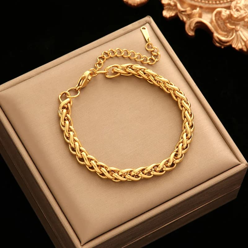 Gedraaid Armband RVS, Verguld