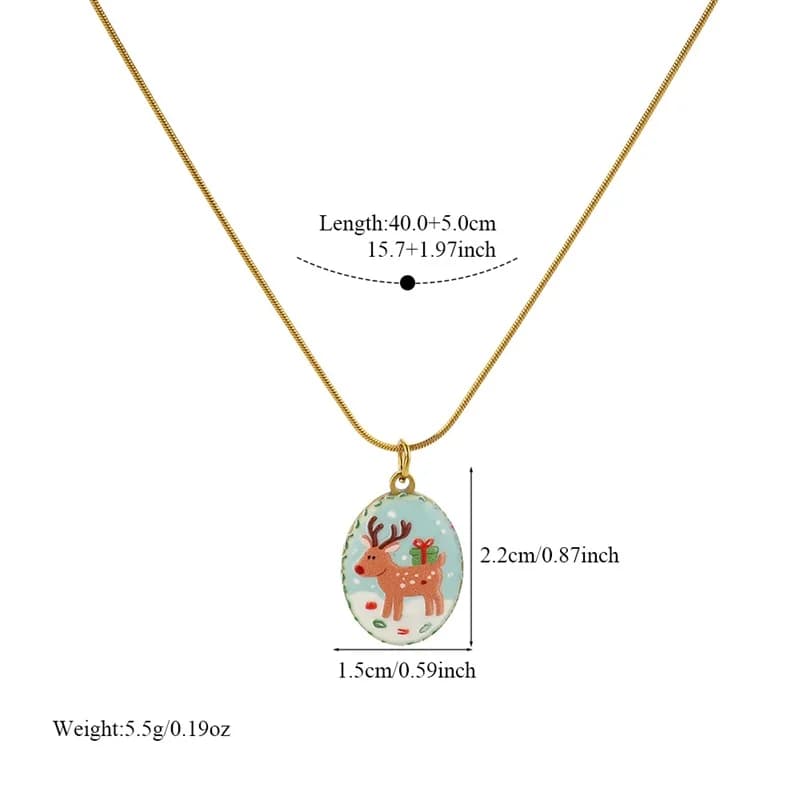 Rendier Emaille Hanger Ketting
