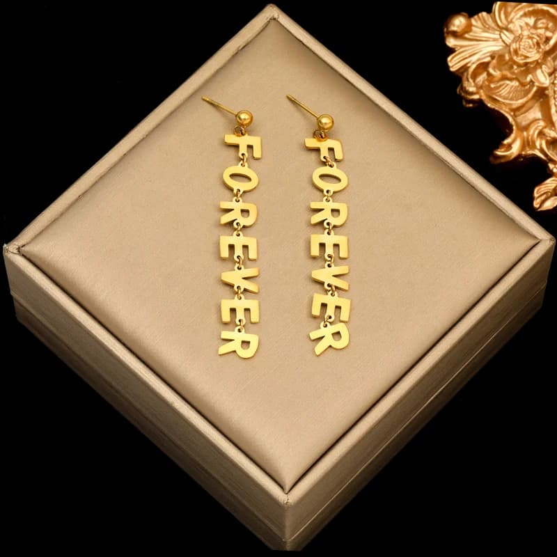 Gouden Lange Hanger Oorbellen RVS