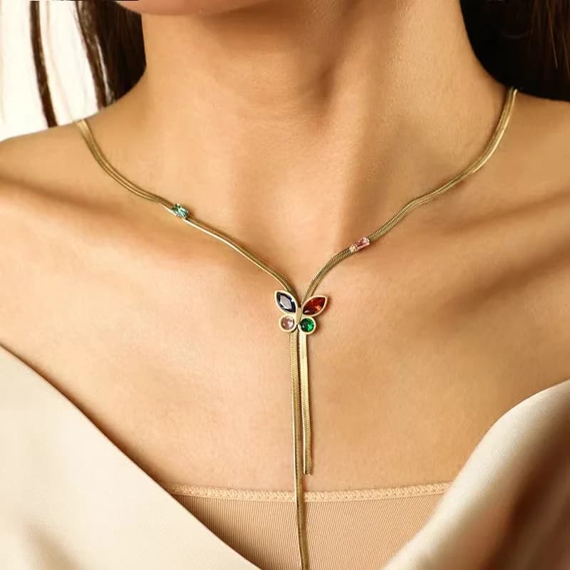 Witte Zirkonia Lange Hanger Ketting