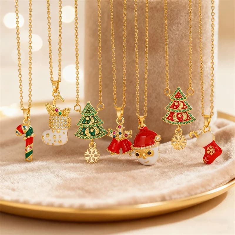 Fonkelende Zirconia Kerst Hanger Ketting