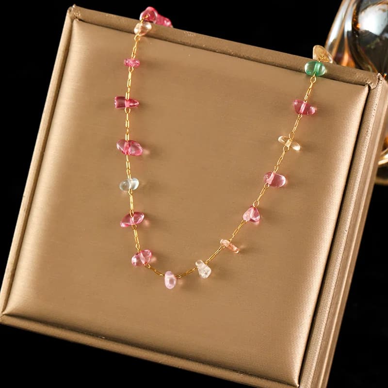 Sieradenset met gekleurde acrylstenen, ketting en armband