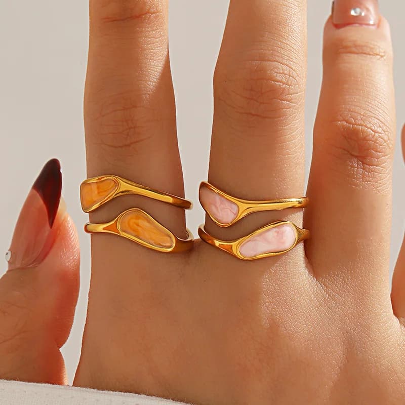 Onregelmatige emaille verstelbare ring, RVS