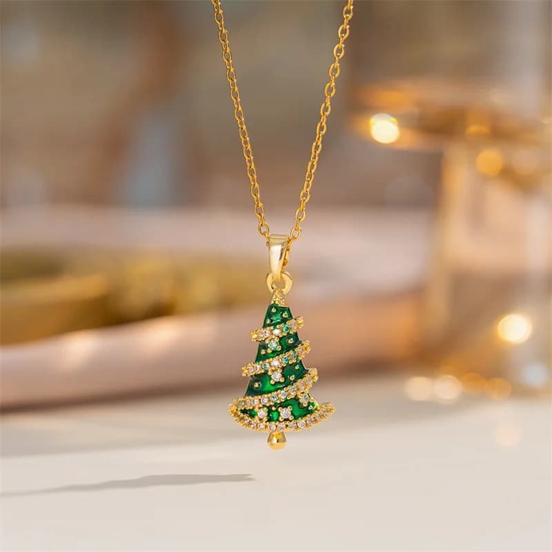 Glans Zirkonia Kerstboom Hanger Ketting