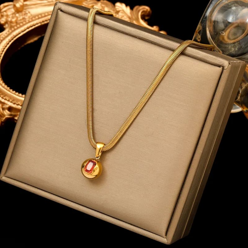 Massieve kralenketting, goudkleurig roestvrij staal