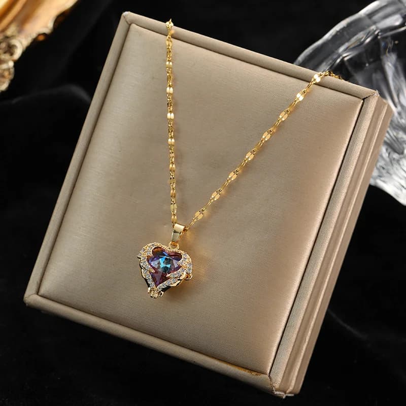 Vlinder hart zirkonia hanger ketting