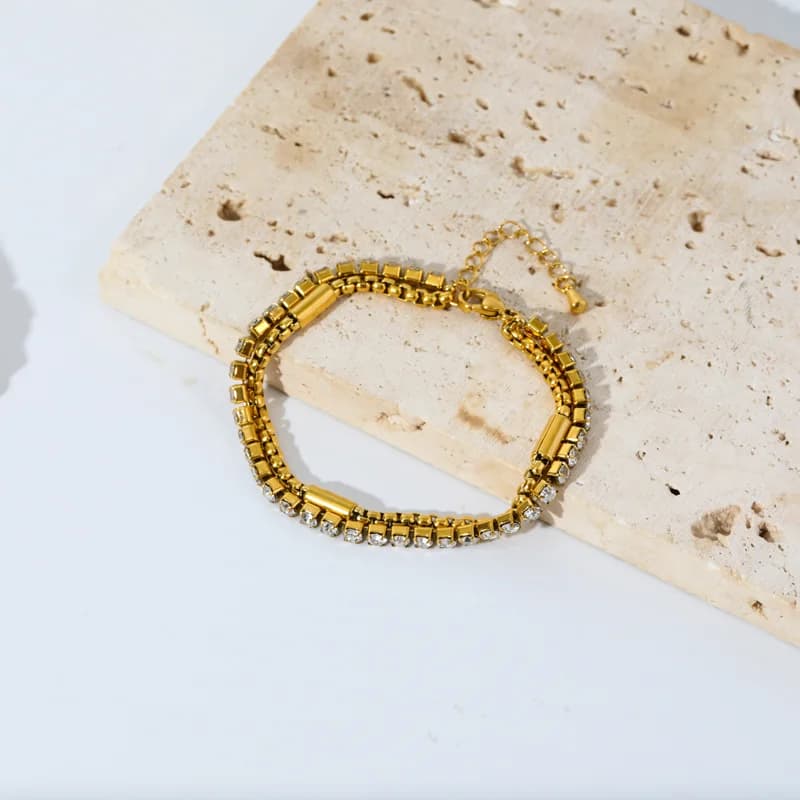 316L roestvrijstalen dubbele laag zirconia armband