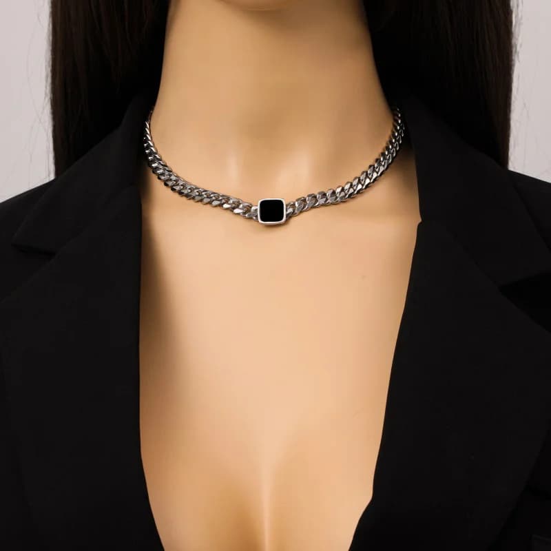 Zilverkleurige Choker Ketting van Roestvrij Staal