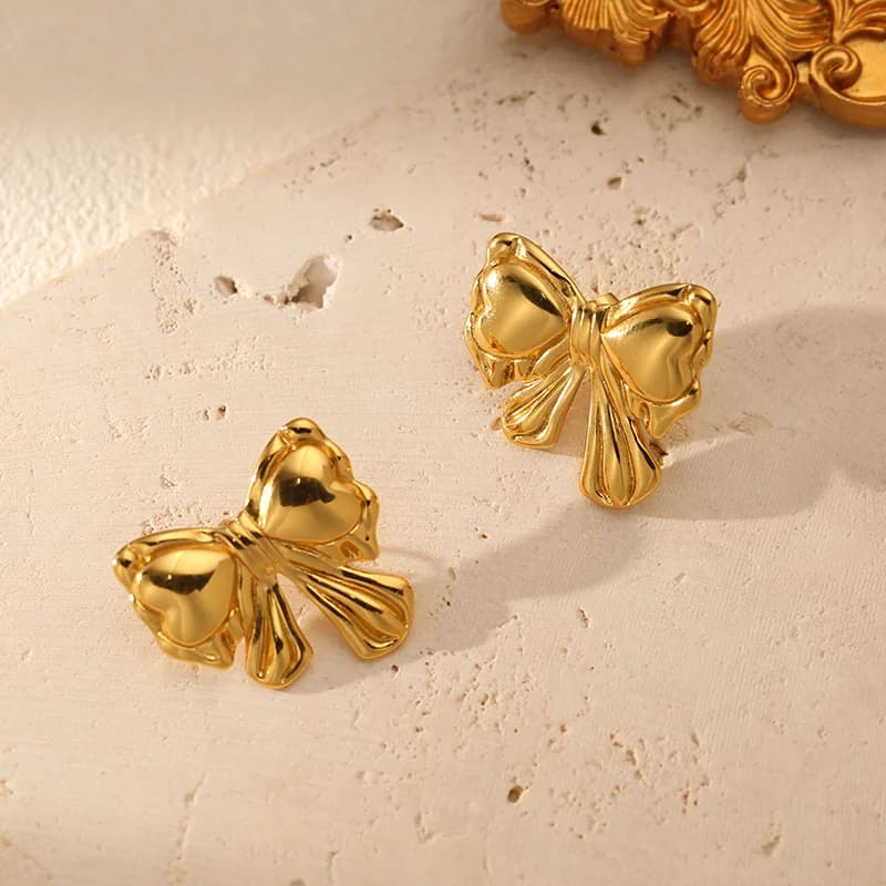 RVS Gouden Strik Oorknopjes