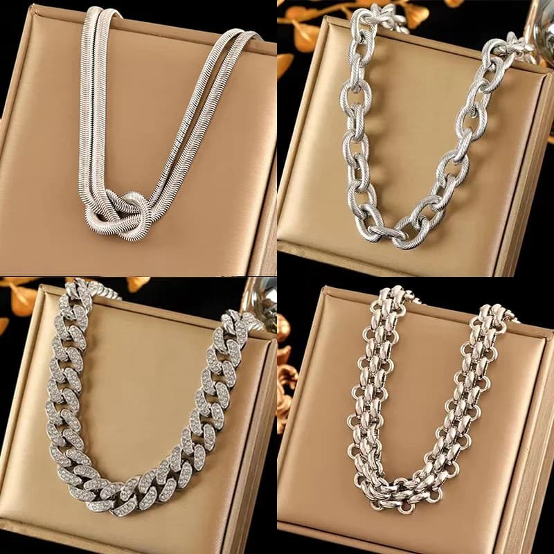 Zilverkleurige Choker Ketting van Roestvrij Staal