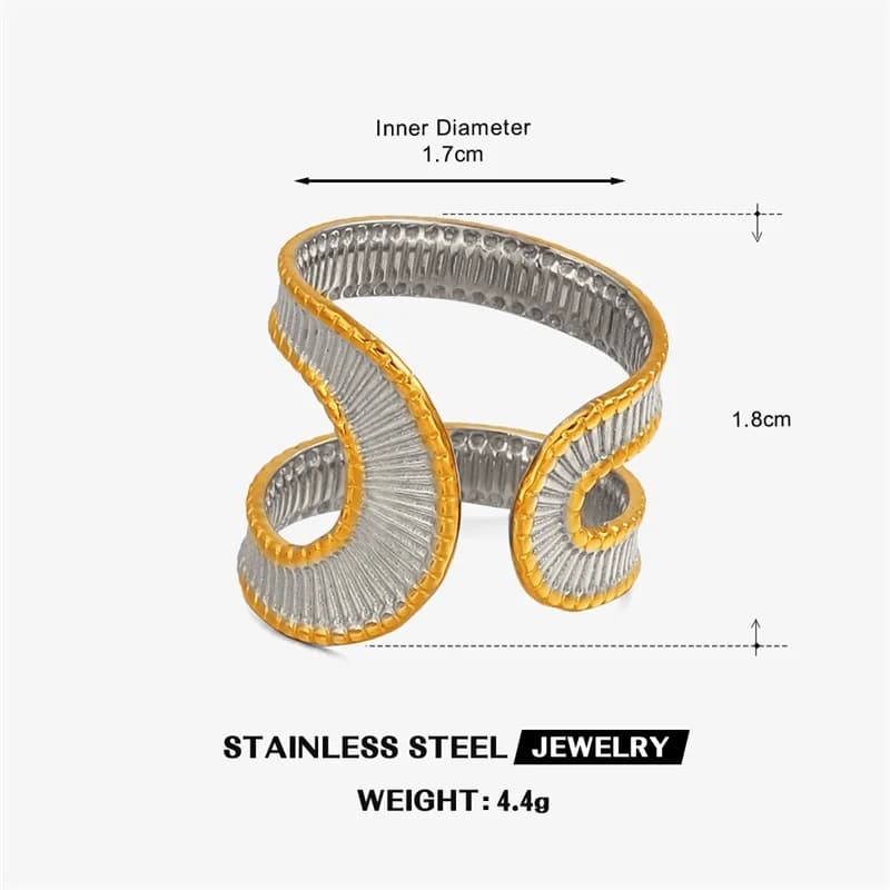 Verstelbare open cuff ring van roestvrij staal