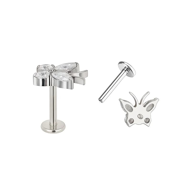 Titanium spiraalvlinder zirconia lichaamspiercing