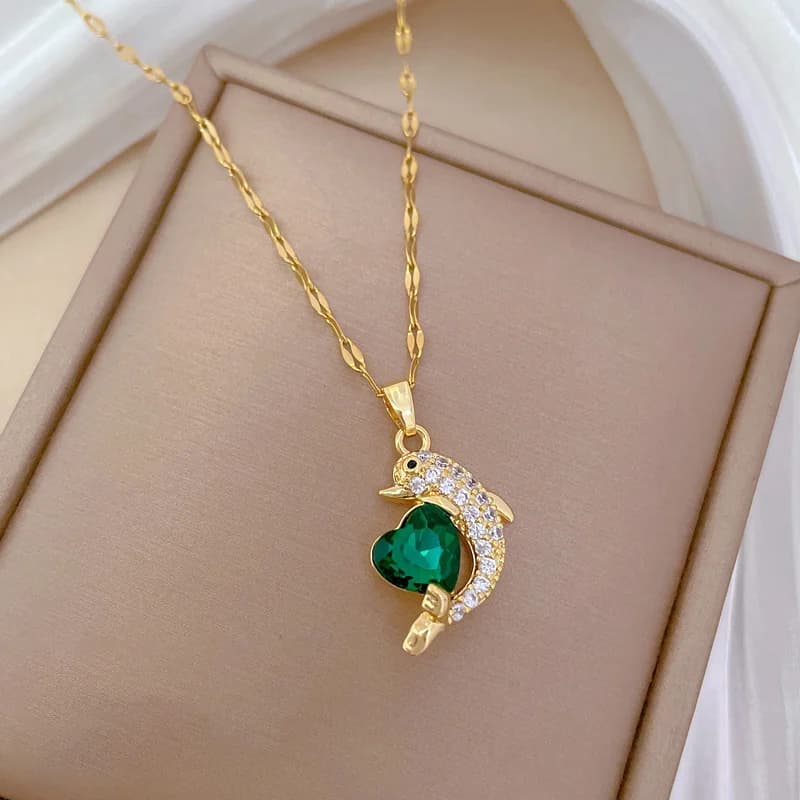 Dolfijn hanger ketting met kubieke zirkonia