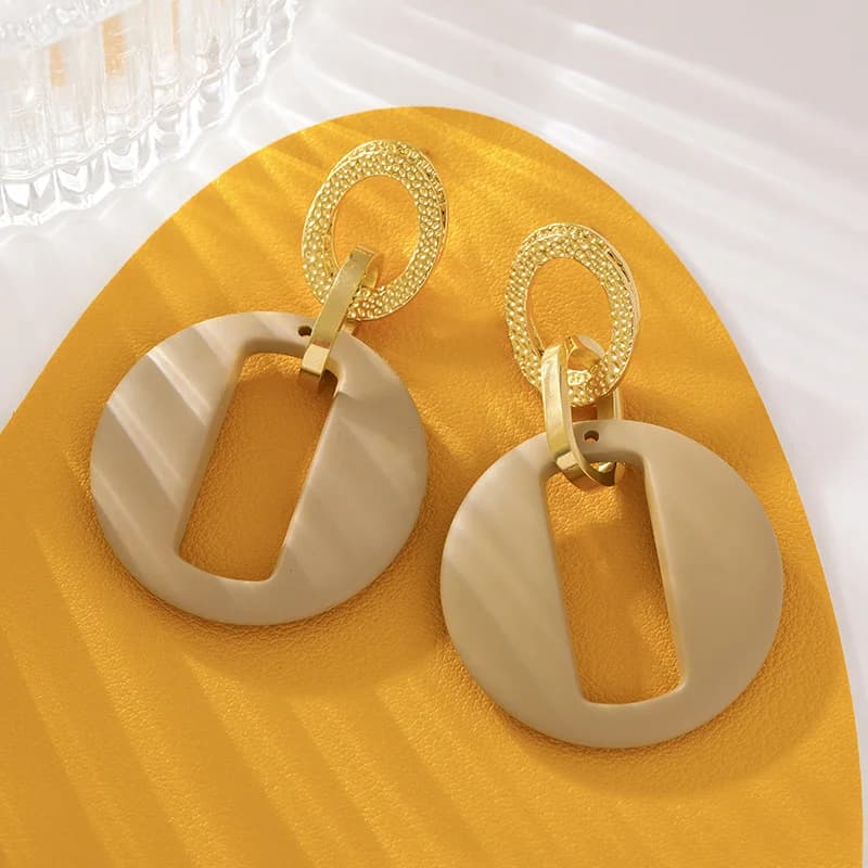 Vintage Zon Ster Amber Hangende Oorbellen