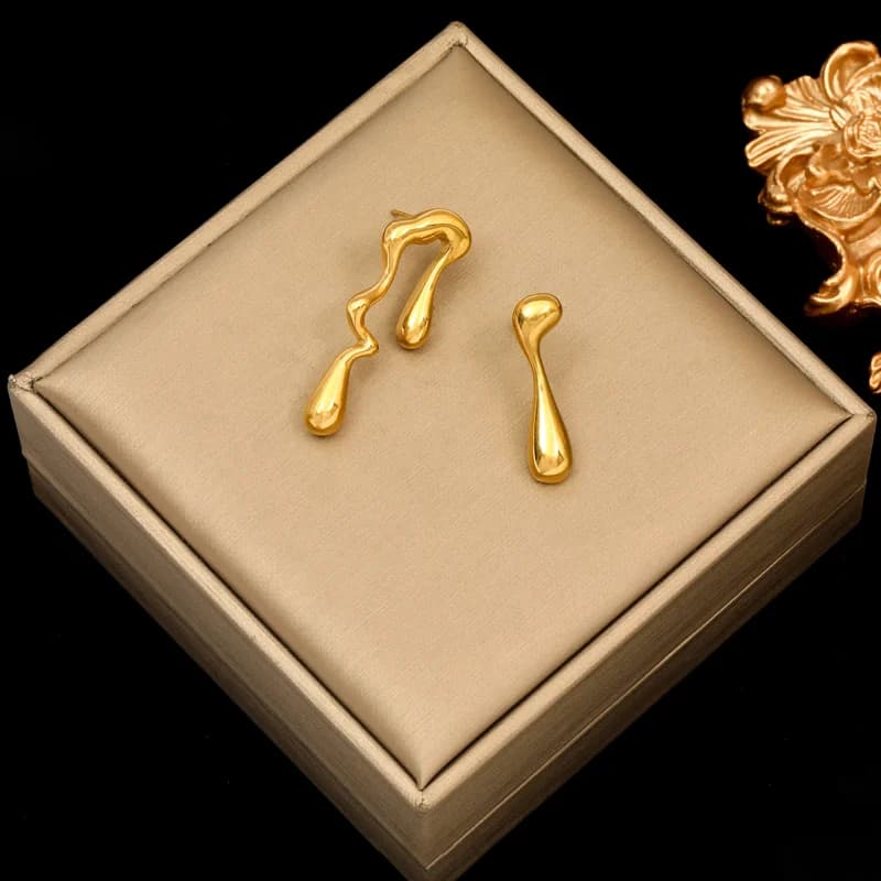Gouden Lange Hanger Oorbellen RVS