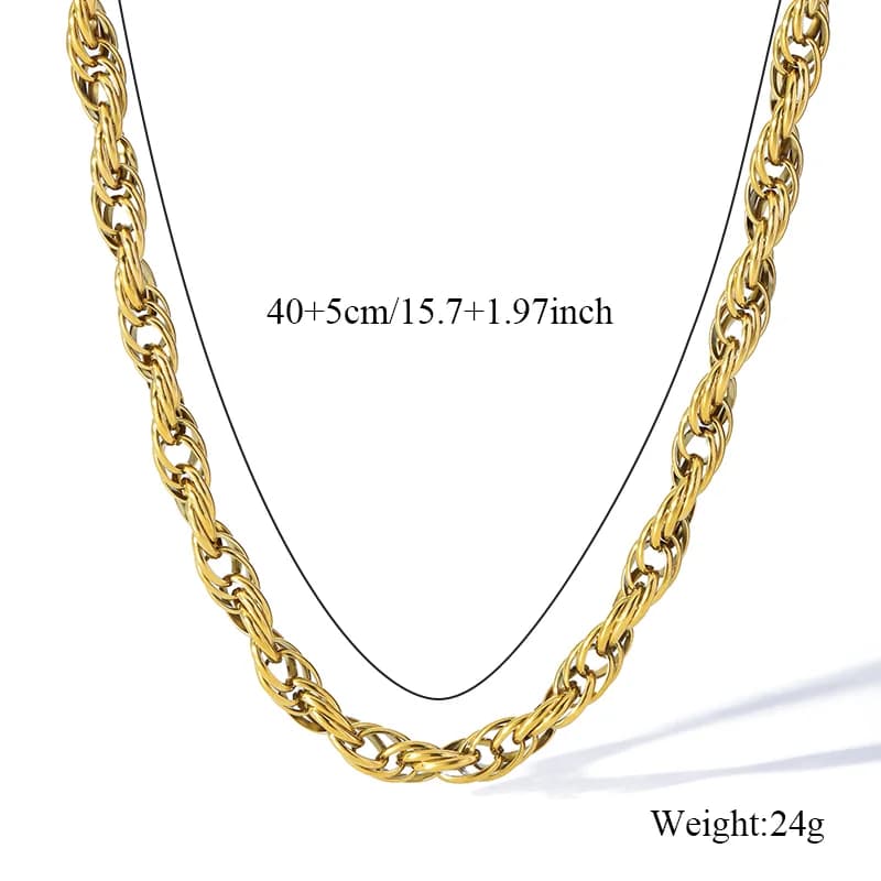 Statement collier met twist ketting, verguld
