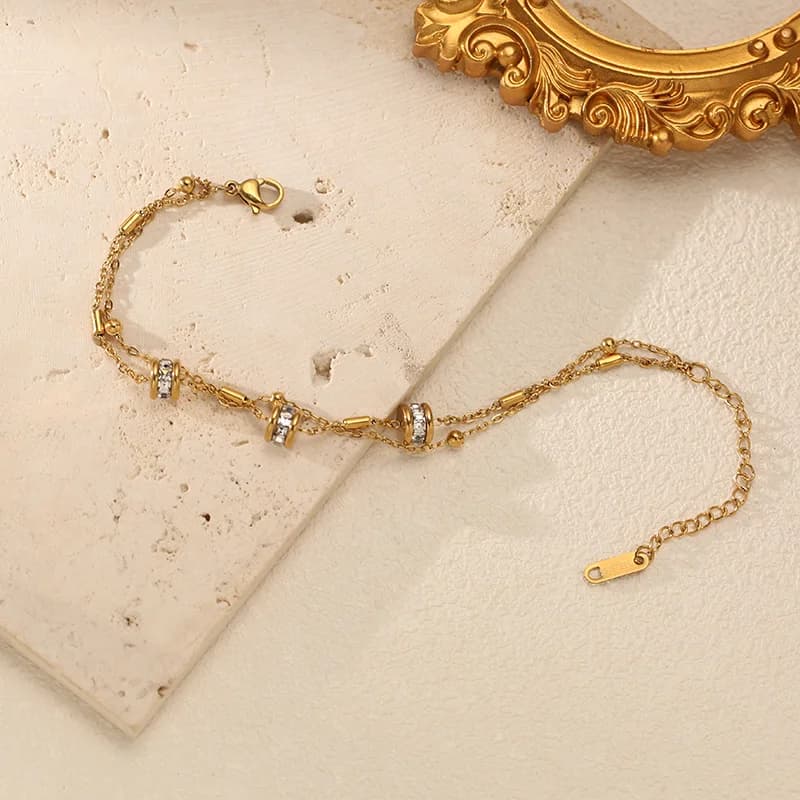 Armband met synthetische zirkoonkralen, verguld met 18K goud