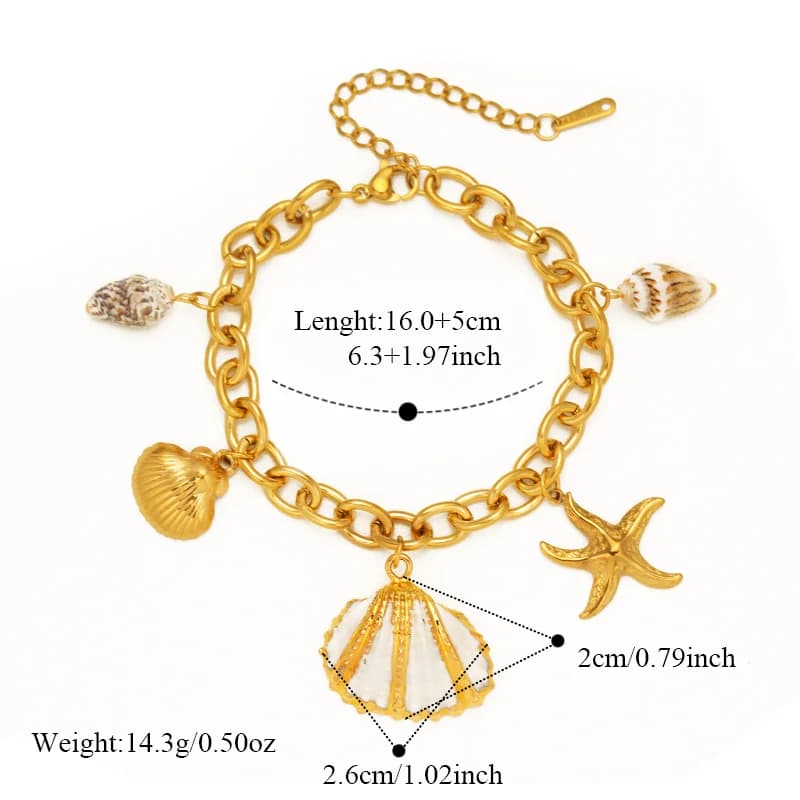 316L RVS Schelp Zeester Strand Armband