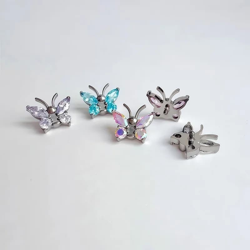 Titanium spiraalvlinder zirconia lichaamspiercing