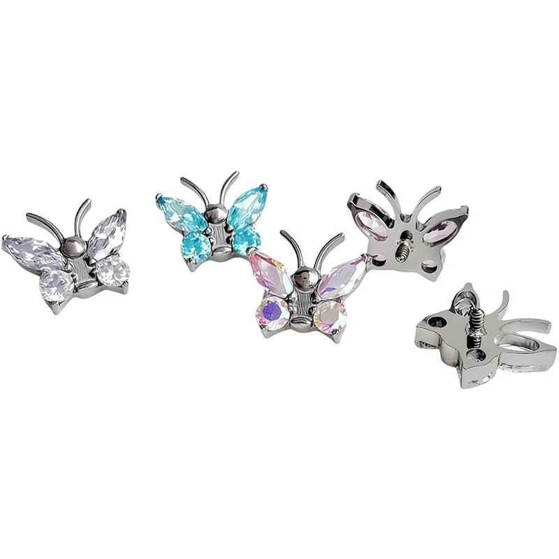 Titanium spiraalvlinder zirconia lichaamspiercing