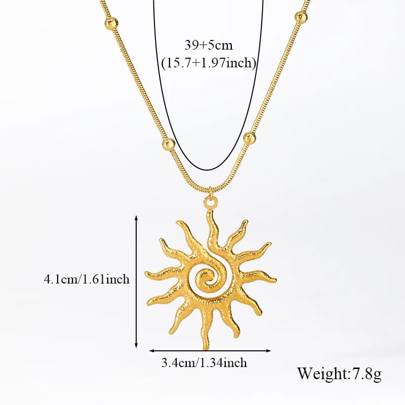 Vintage Zon Halsketting en Oorbellen Set
