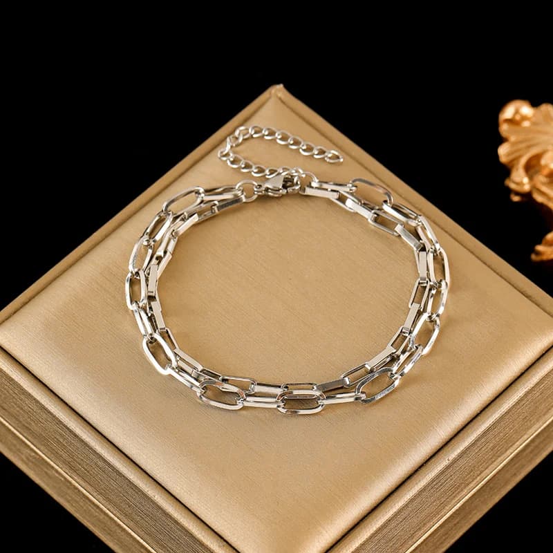 316L RVS Zilverkleurige Dikke Ketting Bangle