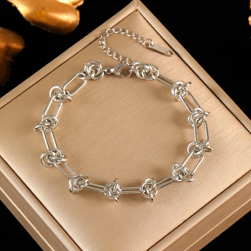 Zilverkleurige Hart Kralen Bedel Bangle