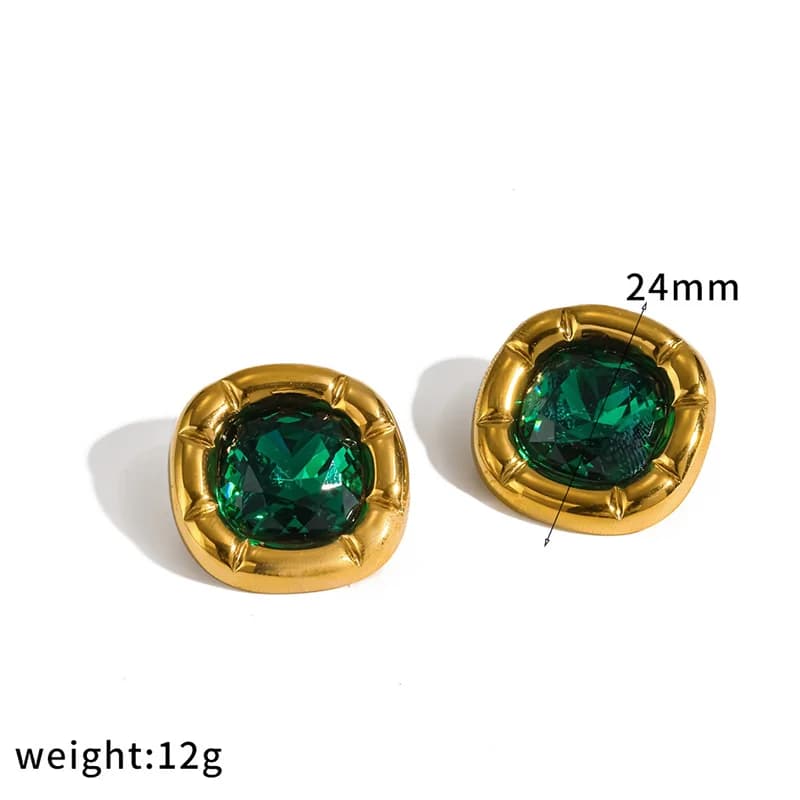 Roestvrij stalen oorstuders met vierkant cubic zirkonia