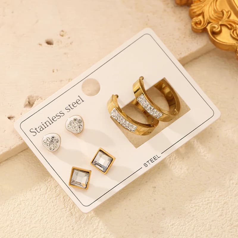 Sprankelende zirkoon ring- en stud oorbel set